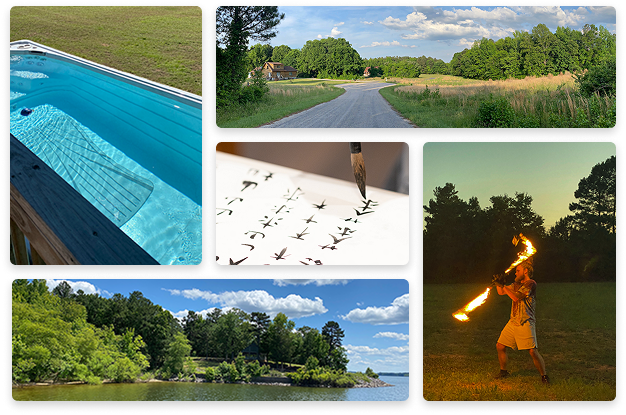 Simu in Single Whip, Retreat Center, Fire Pit, and Nearby Lake
